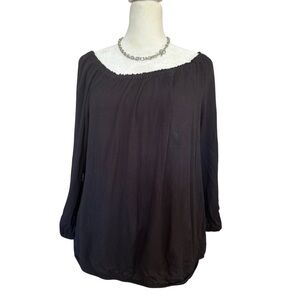 Sanctuary Black Boho Peasant Off-Shoulder Top Large